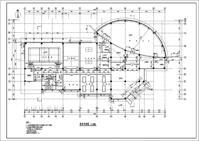 娱乐中心建筑施工设计CAD平面图_图1