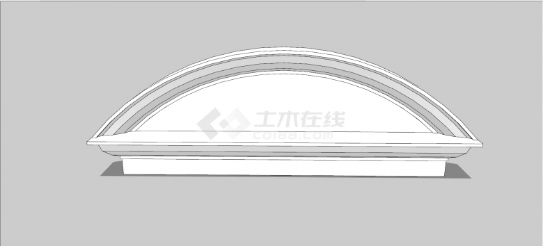 白色弧形塑木材质窗su模型-图一