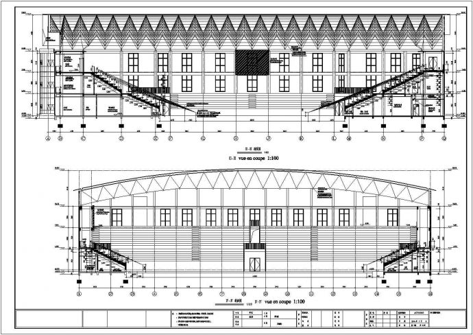 三层框架结构室内体育馆结构施工图（含建筑图 中国承建）_图1