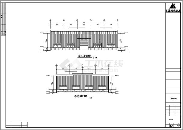 某地钢式厂房建筑结构cad图-图一