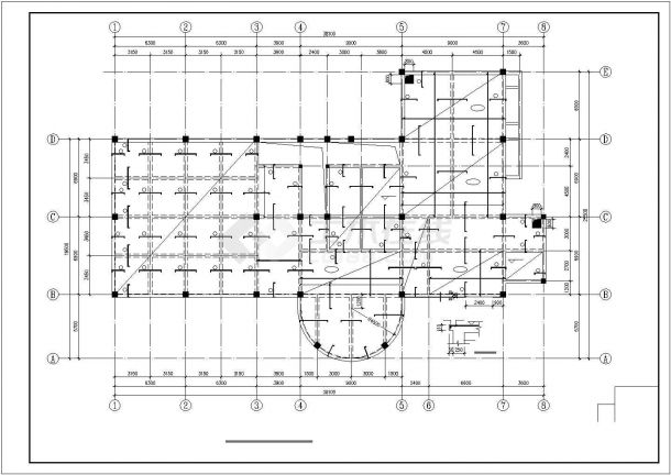  Frame structure design drawing of a leisure center on the third floor - Figure 1