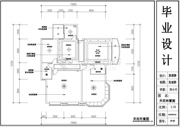 【常州】三室两厅的室内的装修设计图纸-图二