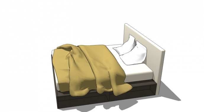 白色棕色拼接的现代床su模型_图1