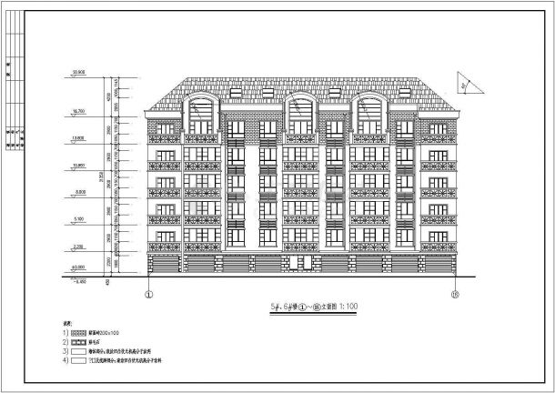 某六层住宅小建筑施工设计CAD图-图二