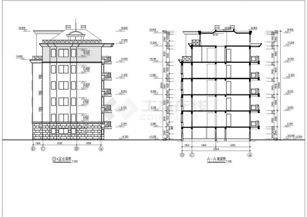 某单位员工住宿楼建筑施工设计CAD-图二