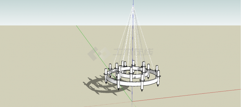 现代双环链式结构顶部吊灯su模型-图二