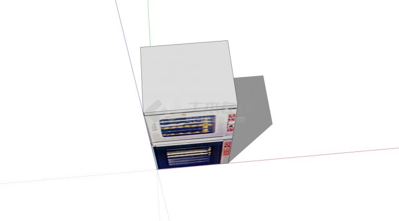 白色立柜式双层烤箱su模型-图二