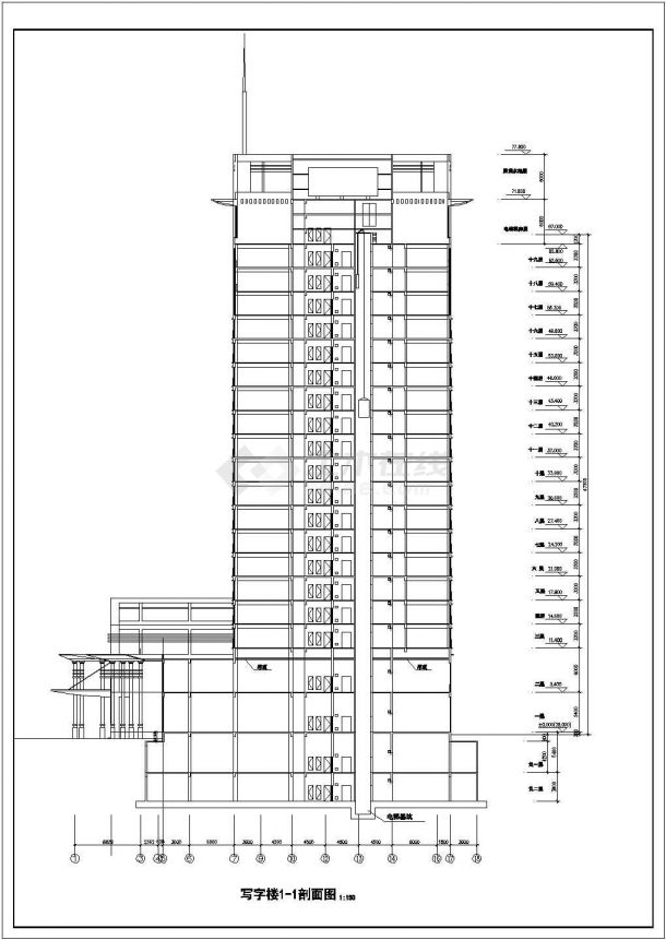 某市区高层写字楼建筑cad设计施工图-图二