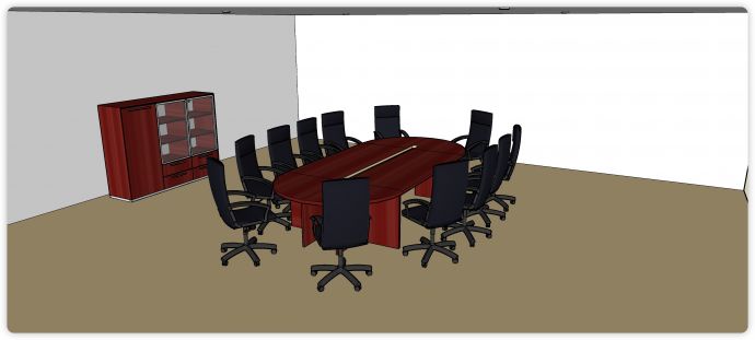 红木椭圆形会议办公桌su模型_图1