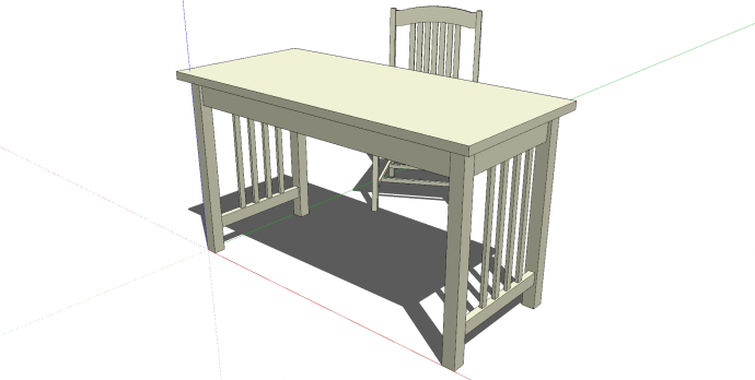 办公桌白色桌椅组合su模型_图1