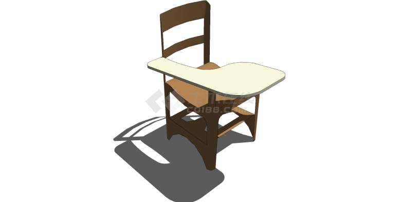 办公桌木制书桌椅子组合su模型-图二