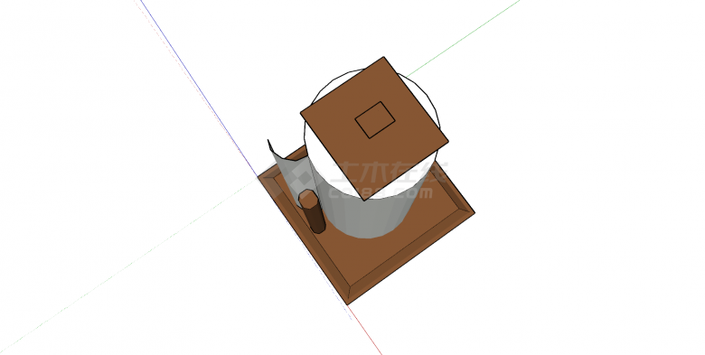 食品柜白色棕色组合外观su模型-图二