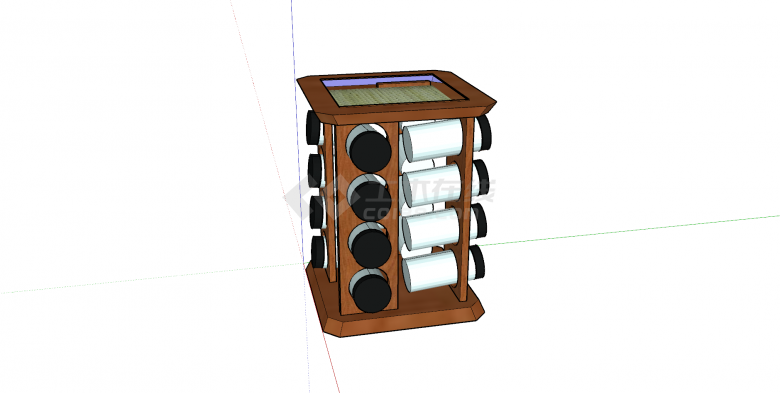 食品柜储存室棕色柜子su模型-图二