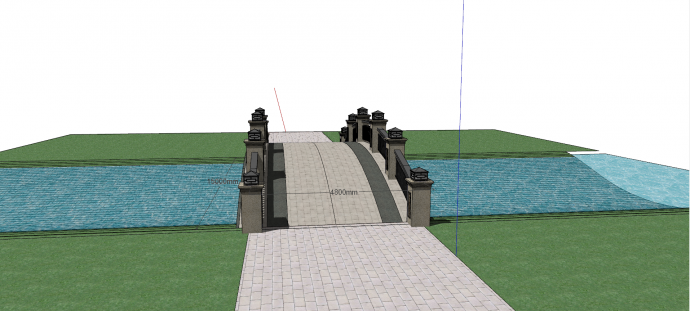 木栏杆拱式石质景观桥su模型_图1