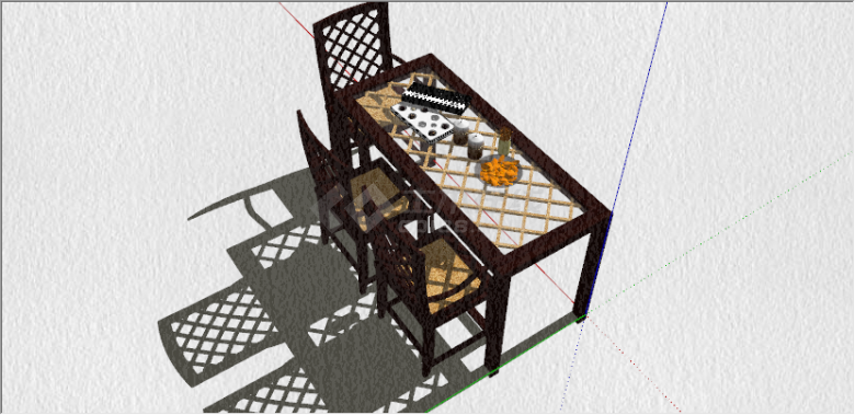 中式风格红木餐桌椅组合su模型-图一