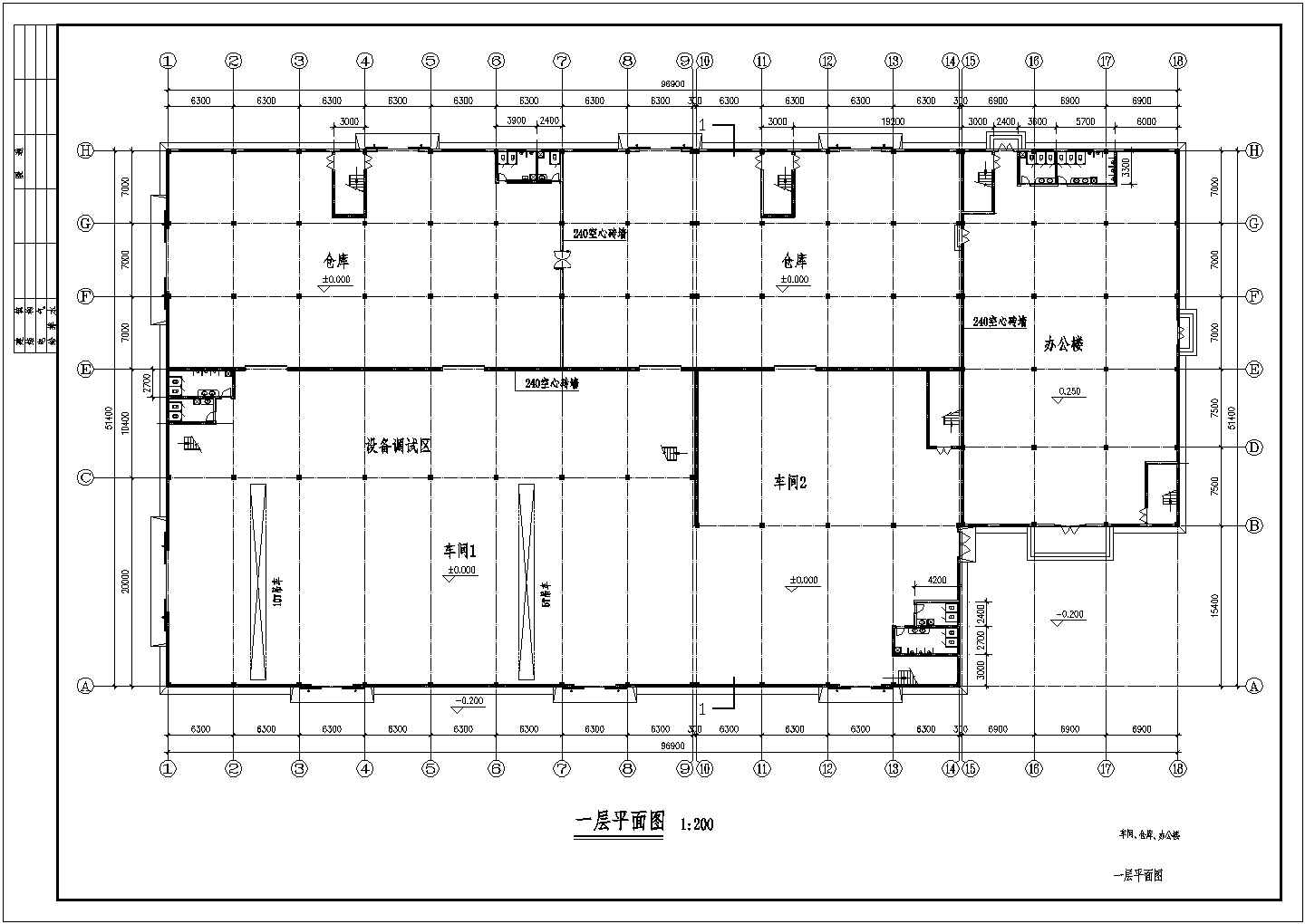 某园区厂房办公楼建筑CAD规划参考平面图