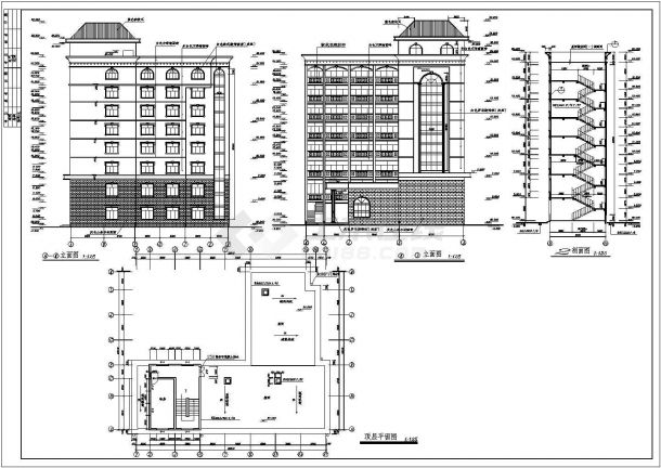 某地区多层私人宾馆建筑CAD图（共4张）-图一