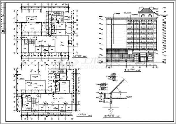 某地区多层私人宾馆建筑CAD图（共4张）-图二