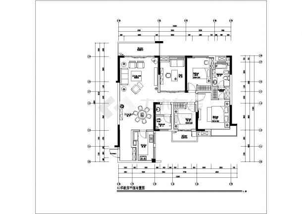 某三居室样板房全套装修设计施工图-图二