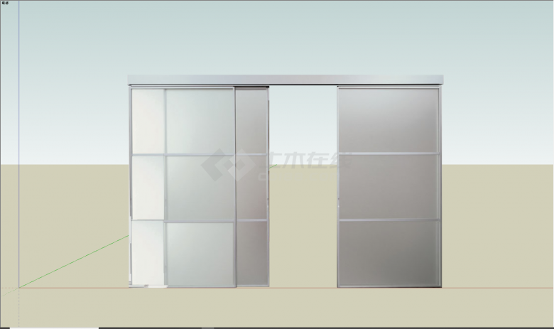 现代大型平移门玻璃门su模型-图二