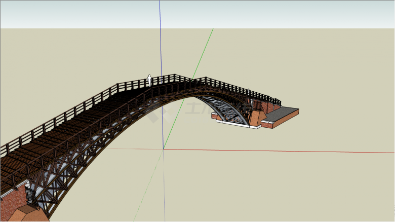 大型钢架构拱桥建筑su模型-图二
