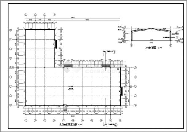 钢结构厂房车间建筑设计图，含说明-图一