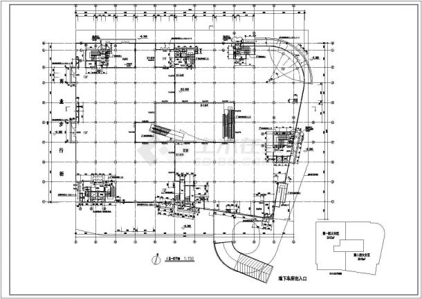 某城市金鹰商场一层施工设计平面图纸-图二