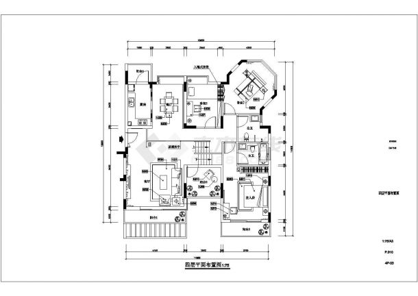 现代错层三居室装修设计施工图-图二