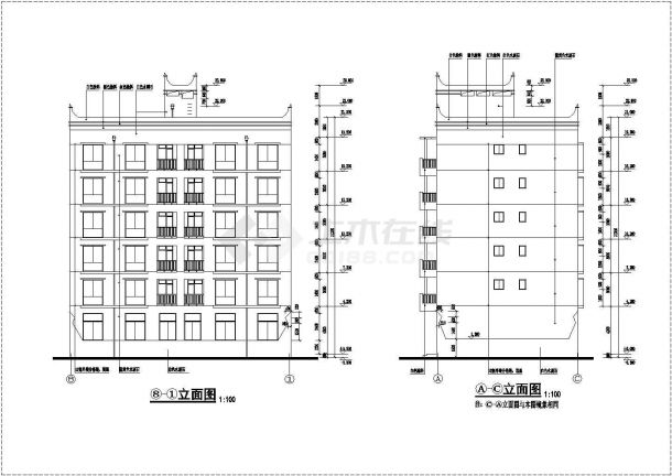丹巴县某六层框架商住宅建筑设计CAD施工图-图一