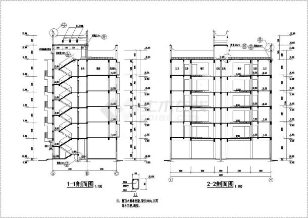 丹巴县某六层框架商住宅建筑设计CAD施工图-图二