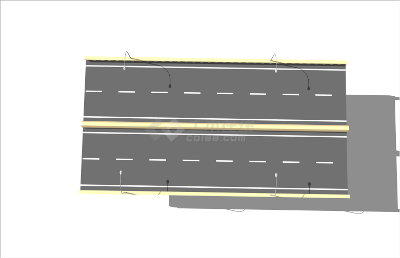 超宽双向道现代风格桥梁su模型-图二