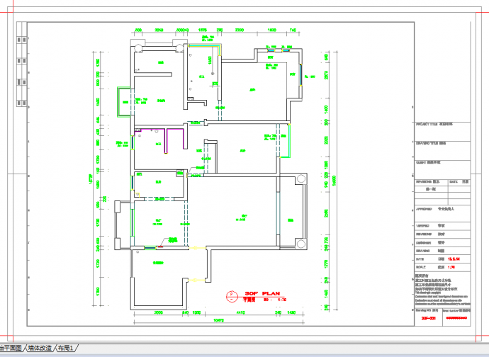 常熟迷你温馨三室两厅公寓室内施工图CAD图纸_图1