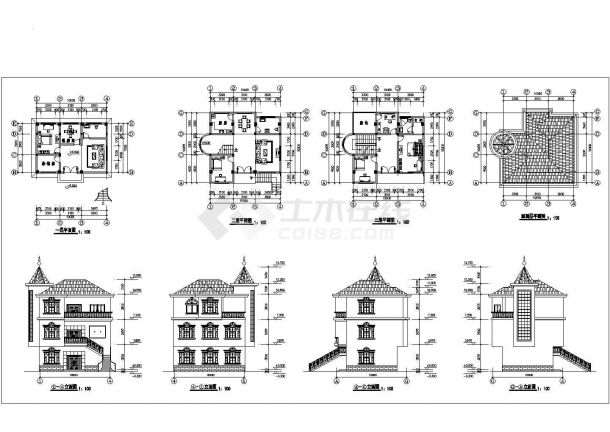 某A户型三层别墅建筑设计图（含详图）-图二