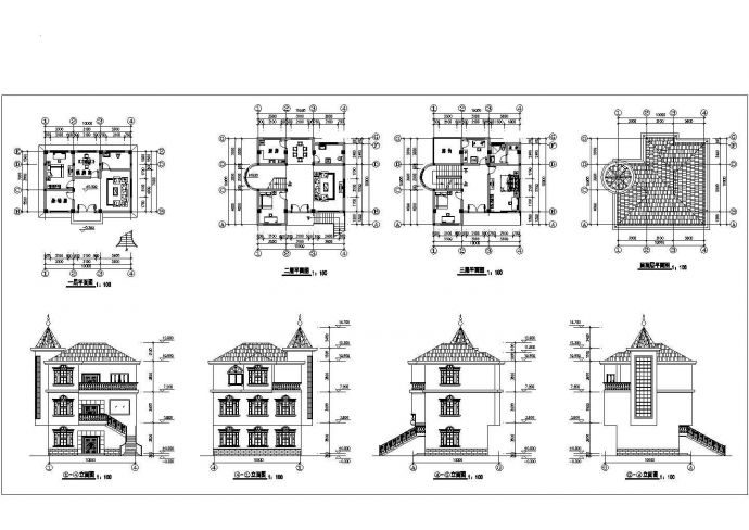 【上海】某三层简单小别墅建筑设计图_图1