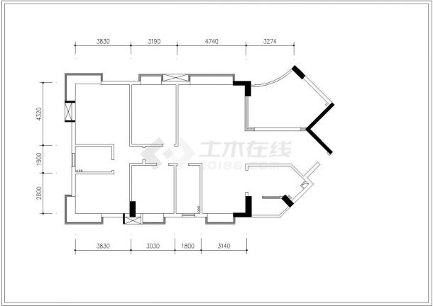 高档雅居户型室内装修平面设计施工图-图二