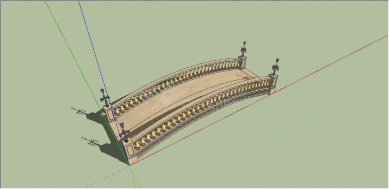 欧式古典罗马柱拱桥景观桥su模型-图二