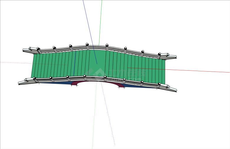 经典石栏杆中式拱桥su模型-图二