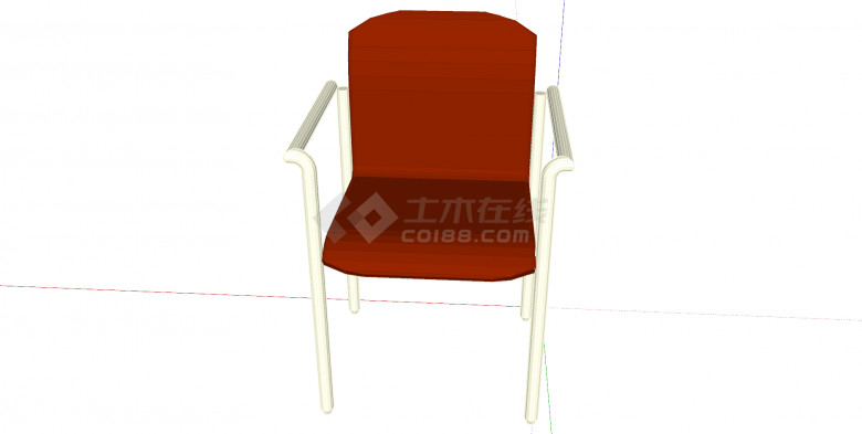 桌椅老su模型红色座椅白扶手-图一