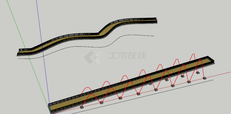 弧形式直线式桥su模型-图一