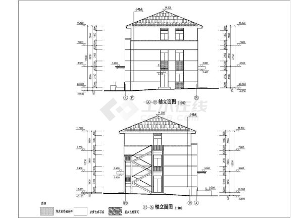 三层农村村级公共服务中心建筑施工图纸-图二