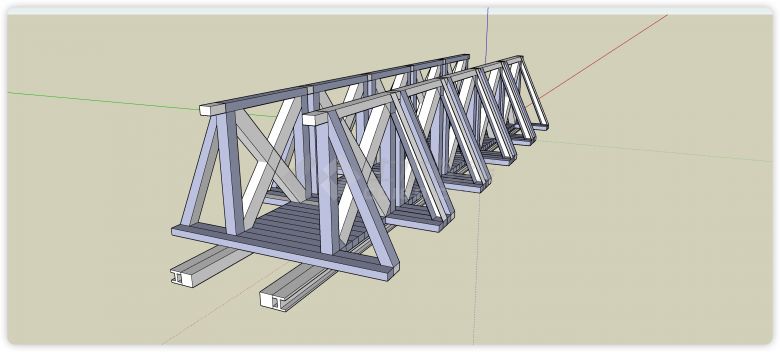 方柱围栏木结构桥梁su模型-图二