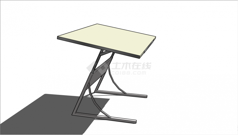 一张方形的浅色的桌子su模型-图一