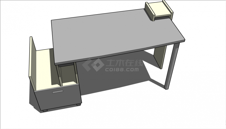 一张简洁灰白色相间的 电脑桌su模型-图二