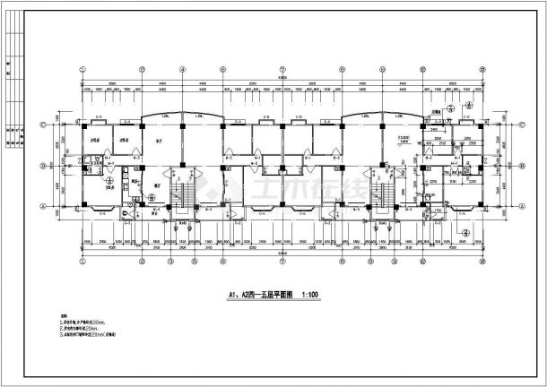 7层底商住宅建筑设计CAD全套施工图-图一