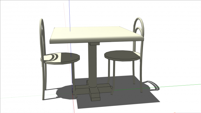 米色两人桌椅套装设计su模型_图1