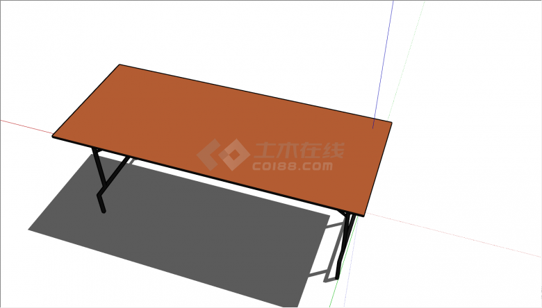 一张长条形橘色表面的桌子su模型-图一