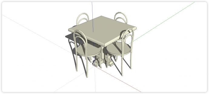 圆角边正方形四人餐桌su模型_图1
