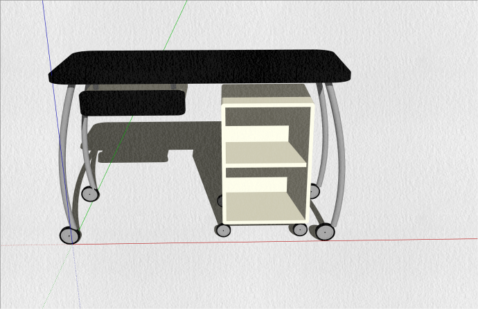 带滑轮黑色桌面现代风格桌椅su模型_图1