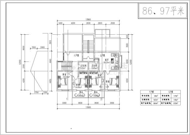 多层住宅建筑设计CAD20种户型图-图一