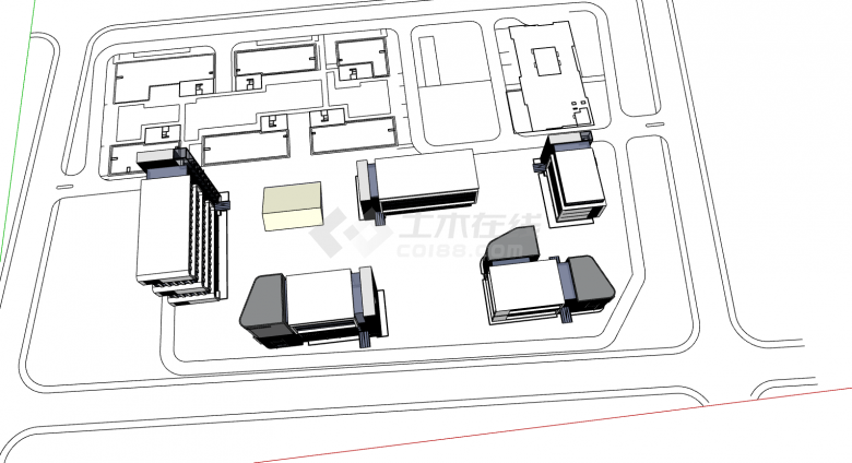 工业园区办公楼楼群su模型-图二